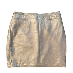 Vintage Leather Metallic Silver Mini Skirt Women’s Size 4